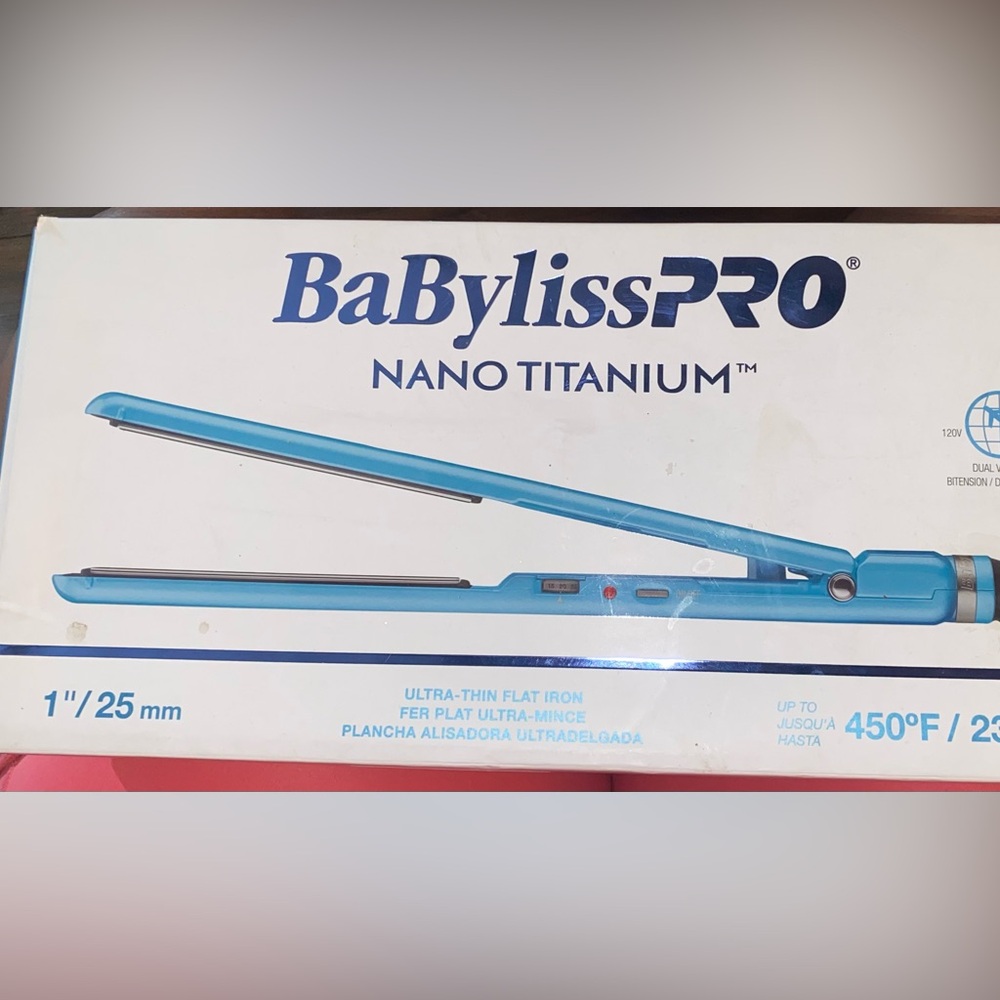 Babyliss Pro Nano Titanium Ultra-Thin Hair Straightener, Flat Iron 1"/25mm
